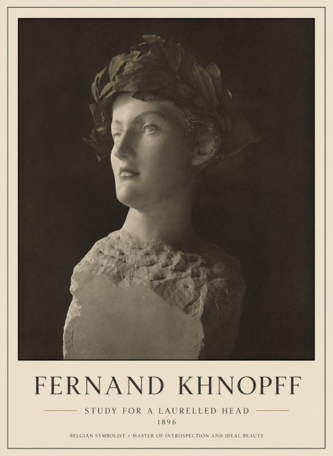 Fernand Khnopff Study for a Laurelled Head No1 - Juliste