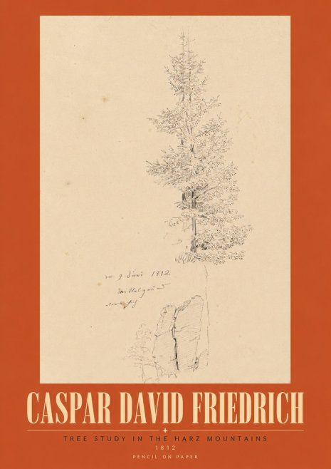 Caspar David Friedrich Tree Study in the Harz Mountains No3 - Juliste