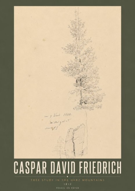 Caspar David Friedrich Tree Study in the Harz Mountains No5 - Juliste