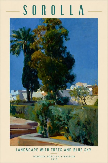 Sorolla Landscape with Trees and Blue Sky No2 - Juliste