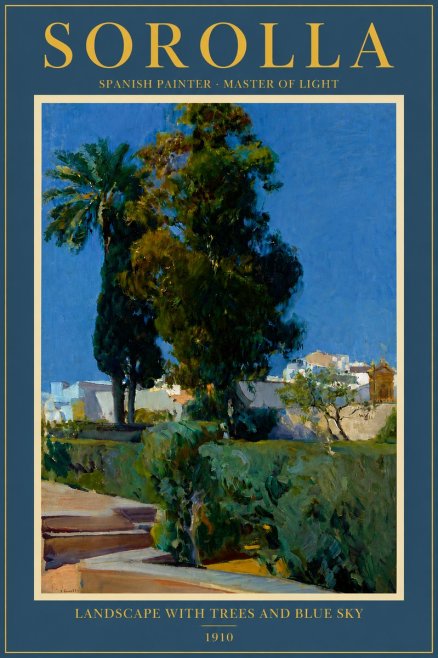 Sorolla Landscape with Trees and Blue Sky No4 - Juliste