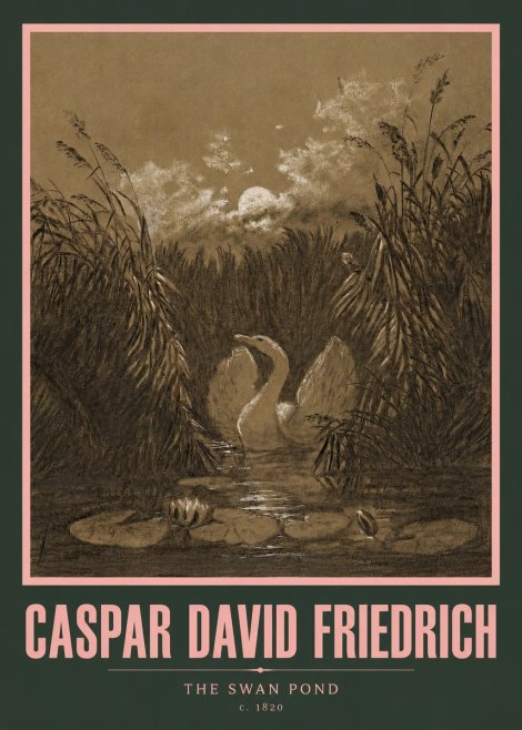 Caspar David Friedrich The Swan Pond No3 - Juliste