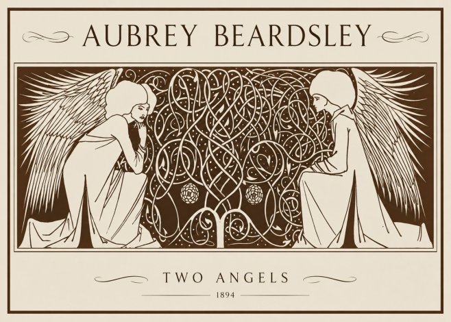 Aubrey Beardsley Two Angels No1 - Juliste