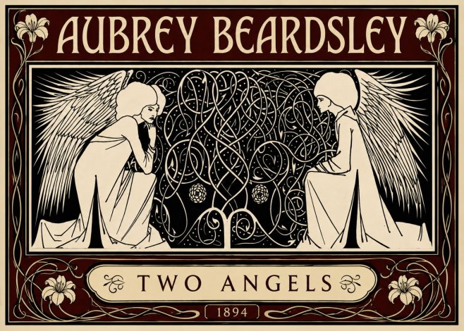 Aubrey Beardsley Two Angels No5 - Juliste