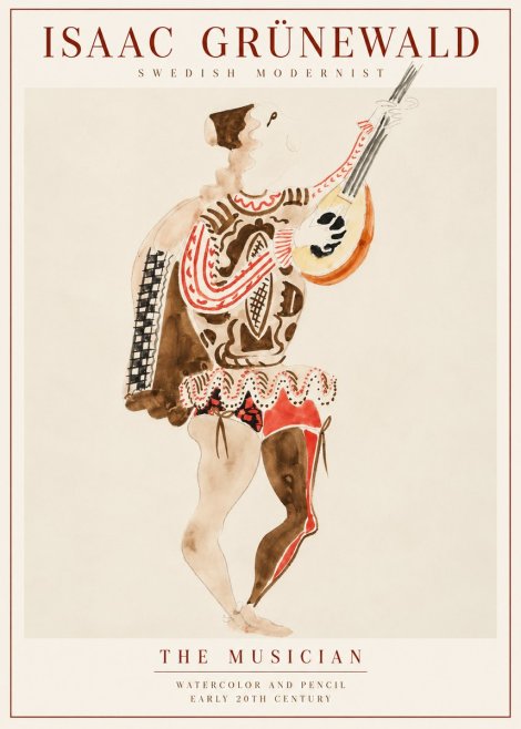 Isaac Grünewald The Lute Player No3 - Juliste