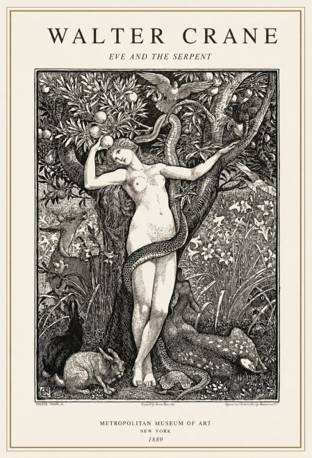 Walter Crane Eve and the Serpent No1 - Juliste