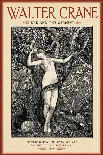 Walter Crane Eve and the Serpent No2 - Juliste