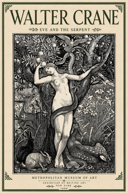 Walter Crane Eve and the Serpent No5 - Juliste