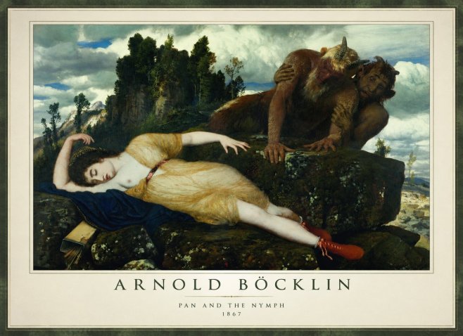 Arnold Böcklin Pan and the Nymph No1 - Juliste
