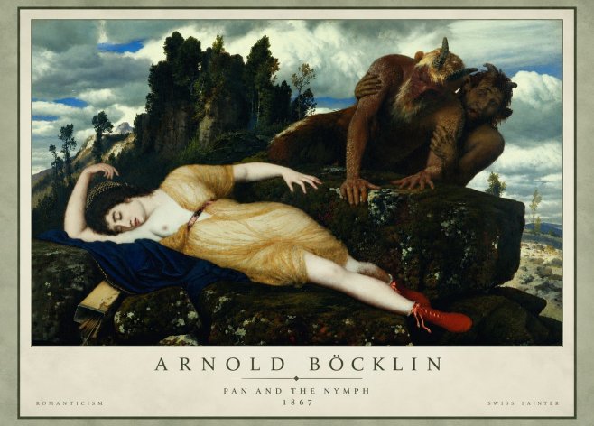 Arnold Böcklin Pan and the Nymph No4 - Juliste