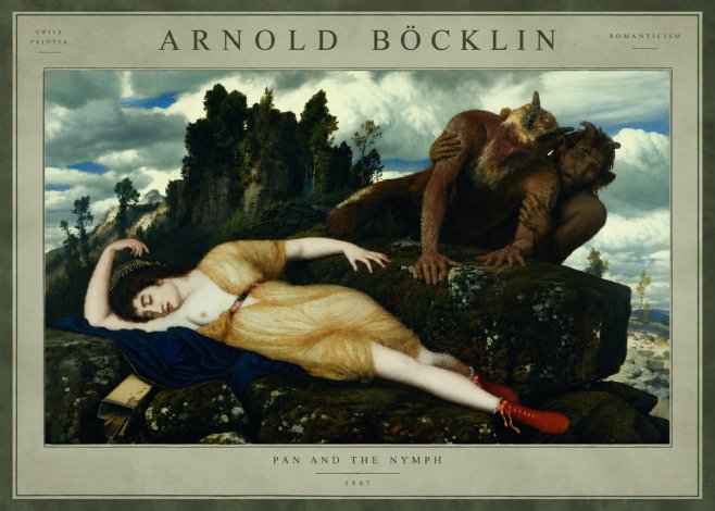 Arnold Böcklin Pan and the Nymph No5 - Juliste