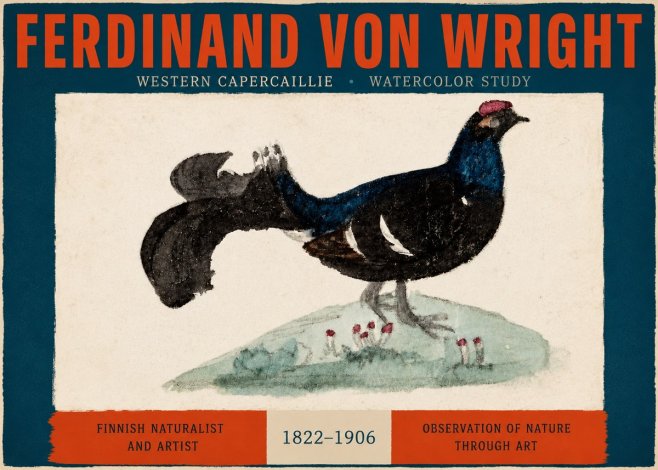 Ferdinand von Wright Western Capercaillie - Watercolor Study No2 - Juliste
