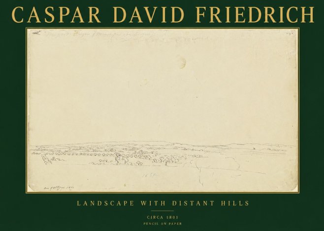 Caspar David Friedrich Landscape with Distant Hills No2 - Juliste