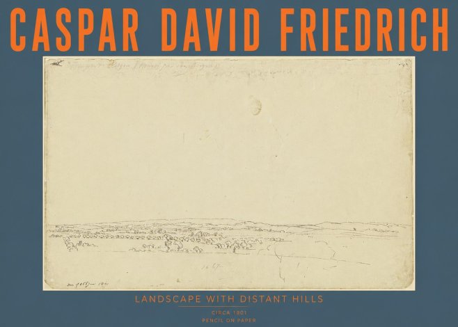 Caspar David Friedrich Landscape with Distant Hills No4 - Juliste