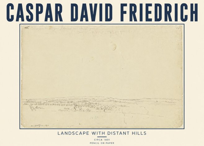 Caspar David Friedrich Landscape with Distant Hills No5 - Juliste