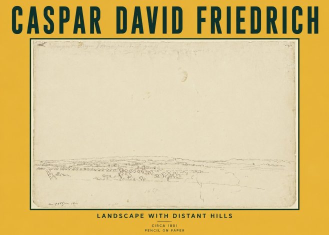 Caspar David Friedrich Landscape with Distant Hills No6 - Juliste