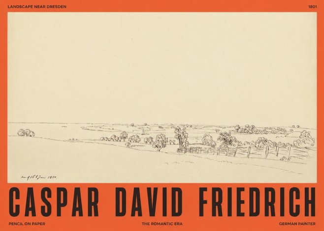Caspar David Friedrich View of the Countryside Near Dresden No4 - Juliste