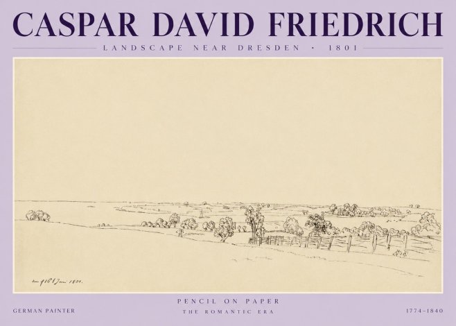 Caspar David Friedrich View of the Countryside Near Dresden No6 - Juliste