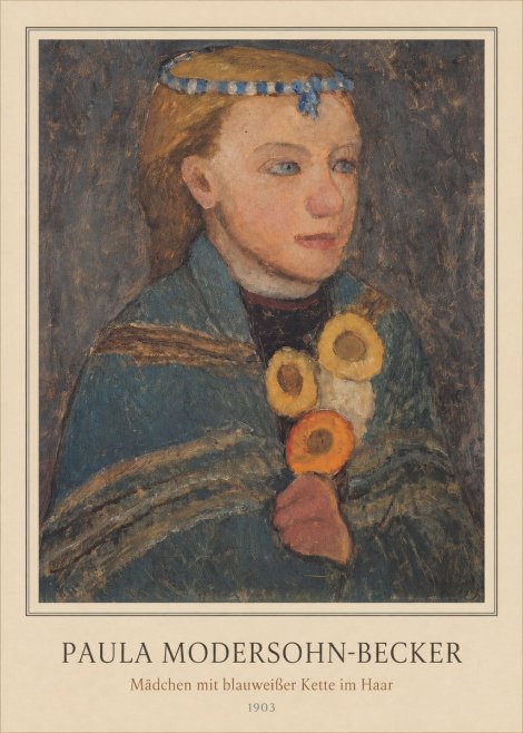 Paula Modersohn-Becker Mädchen Mit Blauweißer Kette Im Haar No3 - Juliste
