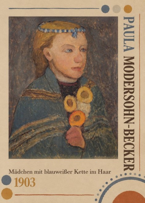 Paula Modersohn-Becker Mädchen Mit Blauweißer Kette Im Haar No4 - Juliste