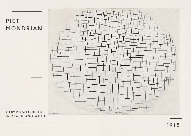 Piet Mondrian Composition 10 in Black and White No1 - Juliste