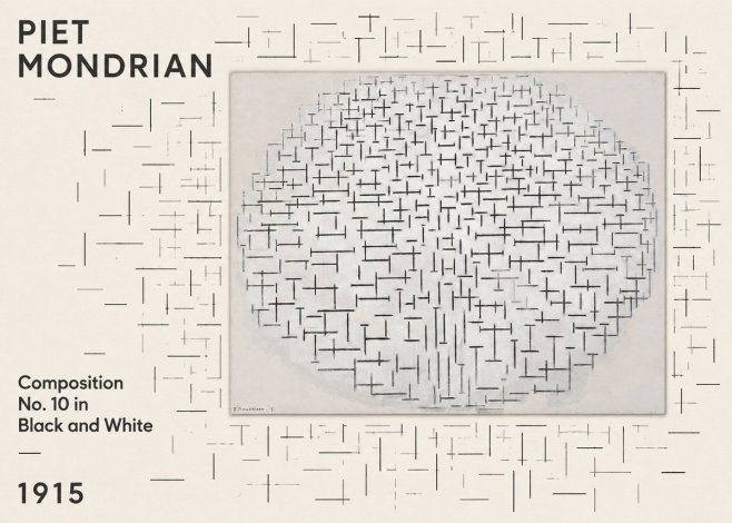 Piet Mondrian Composition 10 in Black and White No5 - Juliste