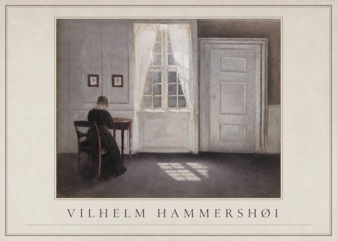 Vilhelm Hammershøi Interior with a Woman at a Table No1 - Juliste