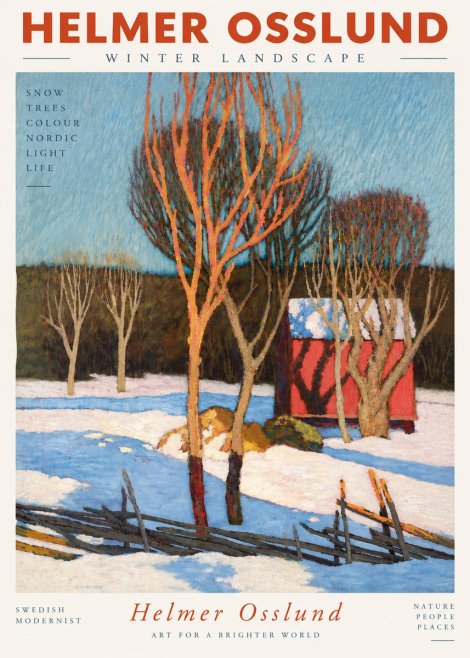 Helmer Osslund Winter Landscape with Red Barn No5 - Juliste