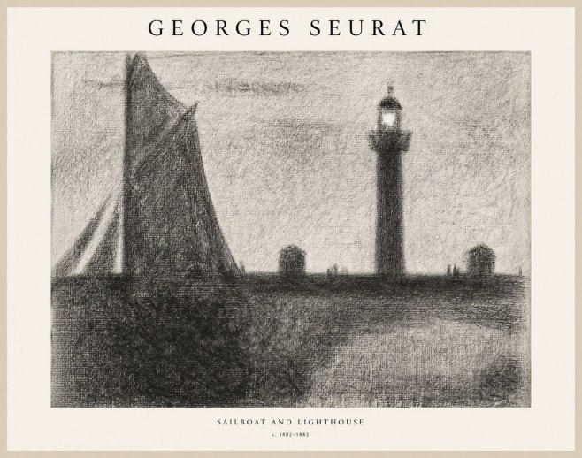 Seurat Sailboat and Lighthouse No1 - Juliste