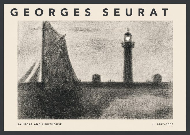 Seurat Sailboat and Lighthouse No2 - Juliste