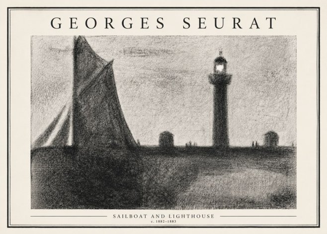 Seurat Sailboat and Lighthouse No3 - Juliste