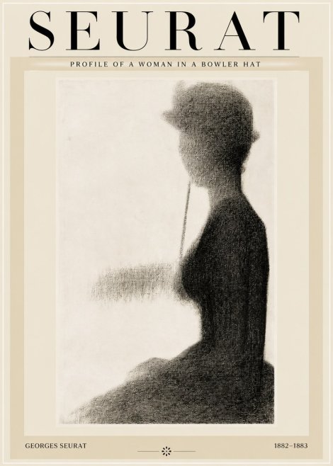 Seurat Profile of a Woman in a Bowler Hat No2 - Juliste
