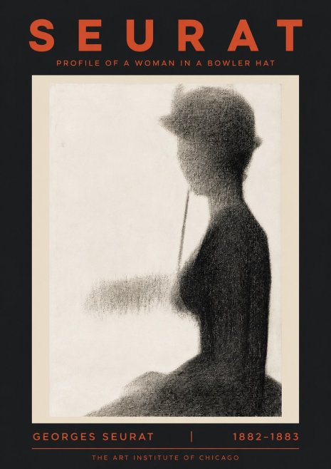 Seurat Profile of a Woman in a Bowler Hat No5 - Juliste
