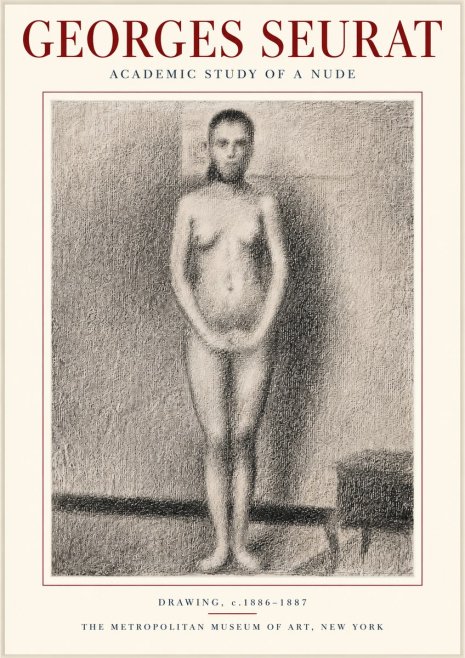 Seurat Academic Study of a Nude No3 - Juliste