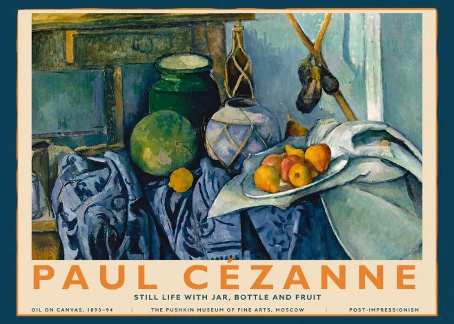 Paul Cézanne Still Life with Jar, Bottle and Fruit No3 - Juliste