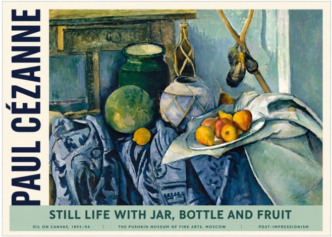 Paul Cézanne Still Life with Jar, Bottle and Fruit No4 - Juliste