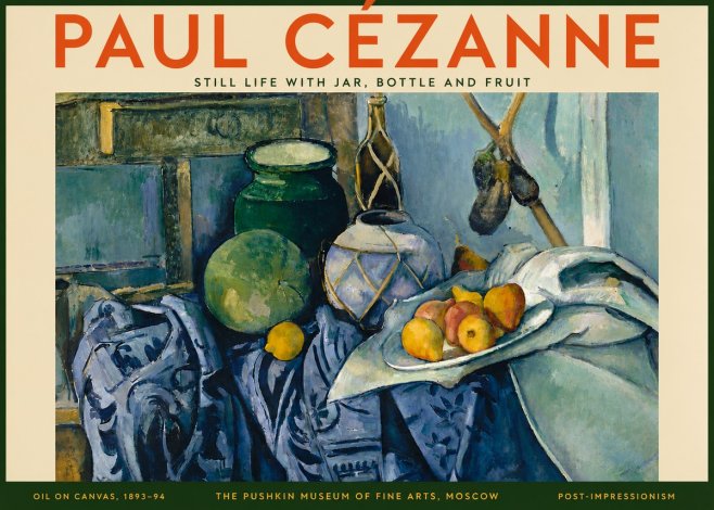 Paul Cézanne Still Life with Jar, Bottle and Fruit No5 - Juliste