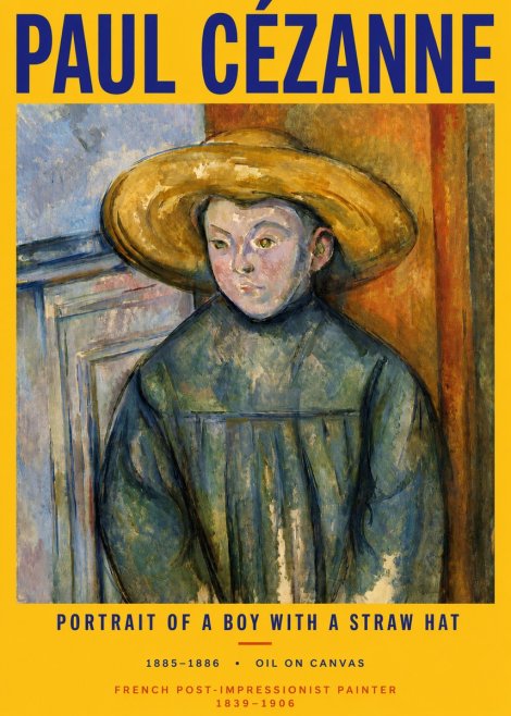 Paul Cézanne Portrait of a Boy with a Straw Hat No2 - Juliste