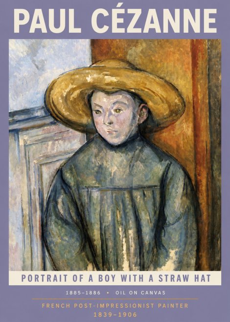 Paul Cézanne Portrait of a Boy with a Straw Hat No4 - Juliste