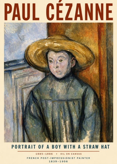 Paul Cézanne Portrait of a Boy with a Straw Hat No5 - Juliste
