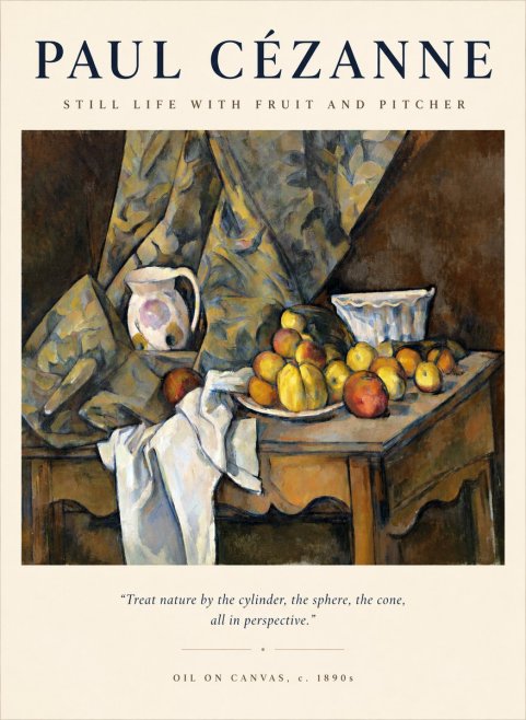 Paul Cézanne Still Life with Drapery, Pitcher and Fruit No2 - Juliste