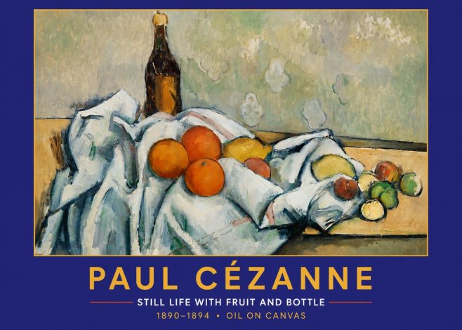 Paul Cézanne Still Life with Fruit and Bottle No2 - Juliste