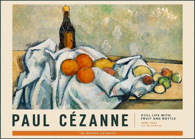 Paul Cézanne Still Life with Fruit and Bottle No3 - Juliste