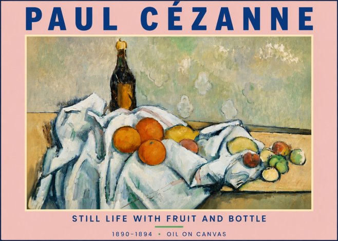 Paul Cézanne Still Life with Fruit and Bottle No4 - Juliste