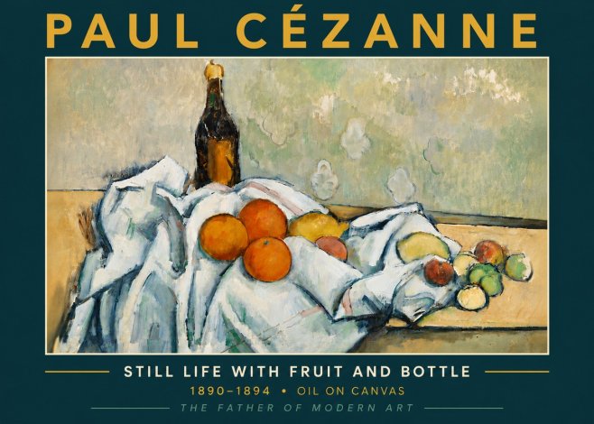 Paul Cézanne Still Life with Fruit and Bottle No5 - Juliste