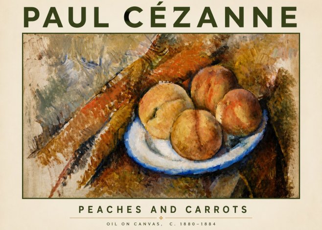 Paul Cézanne Peaches and Carrots No4 - Juliste