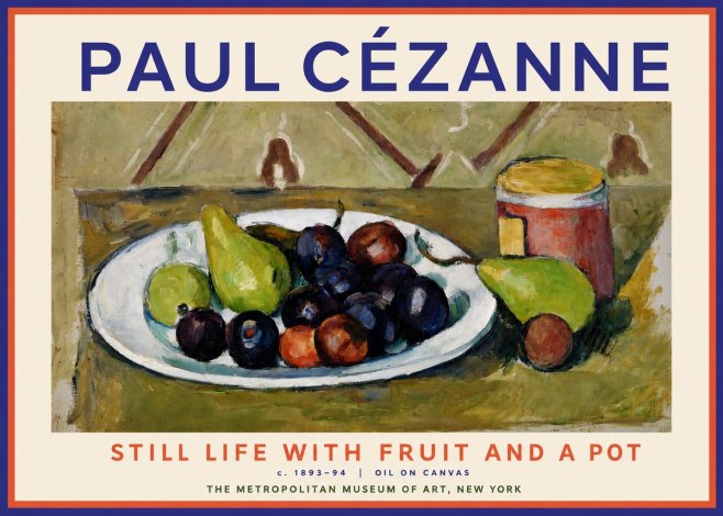 Paul Cézanne Still Life with Fruit and a Pot No2 - Juliste