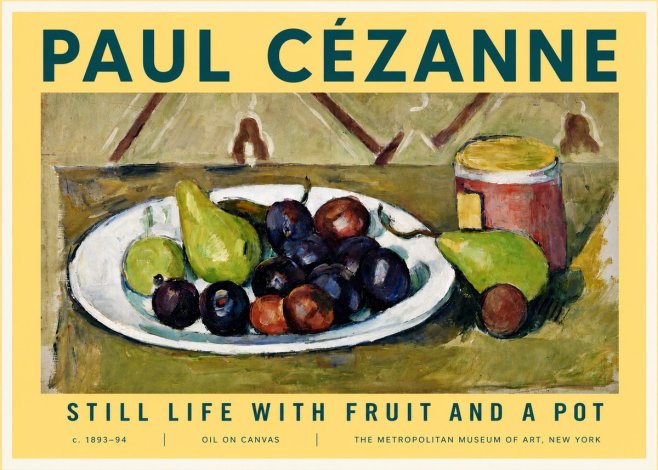 Paul Cézanne Still Life with Fruit and a Pot No3 - Juliste
