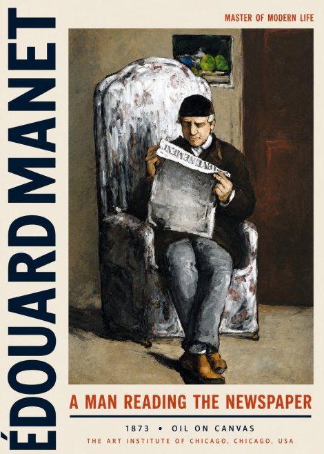 Édouard Manet A Man Reading the Newspaper No3 - Juliste