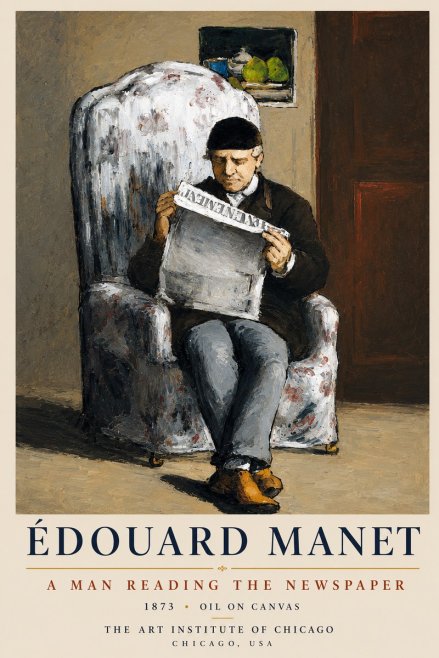 Édouard Manet A Man Reading the Newspaper No4 - Juliste